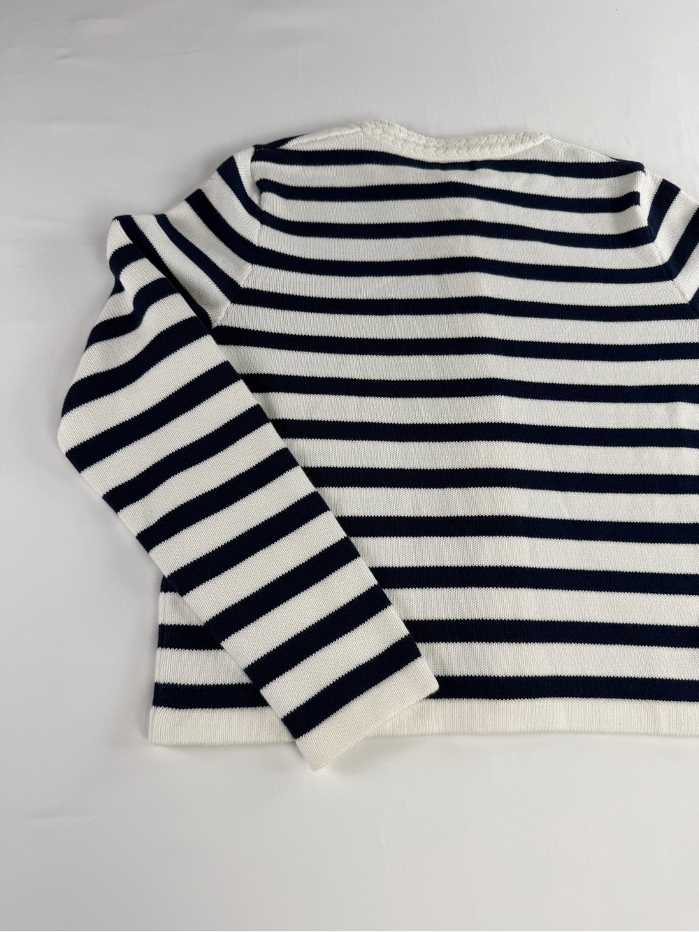 J. Crew Nautical Inspired Navy and White Striped - Gold Button Cardigan  NWT -Sm - Picture 7 of 16